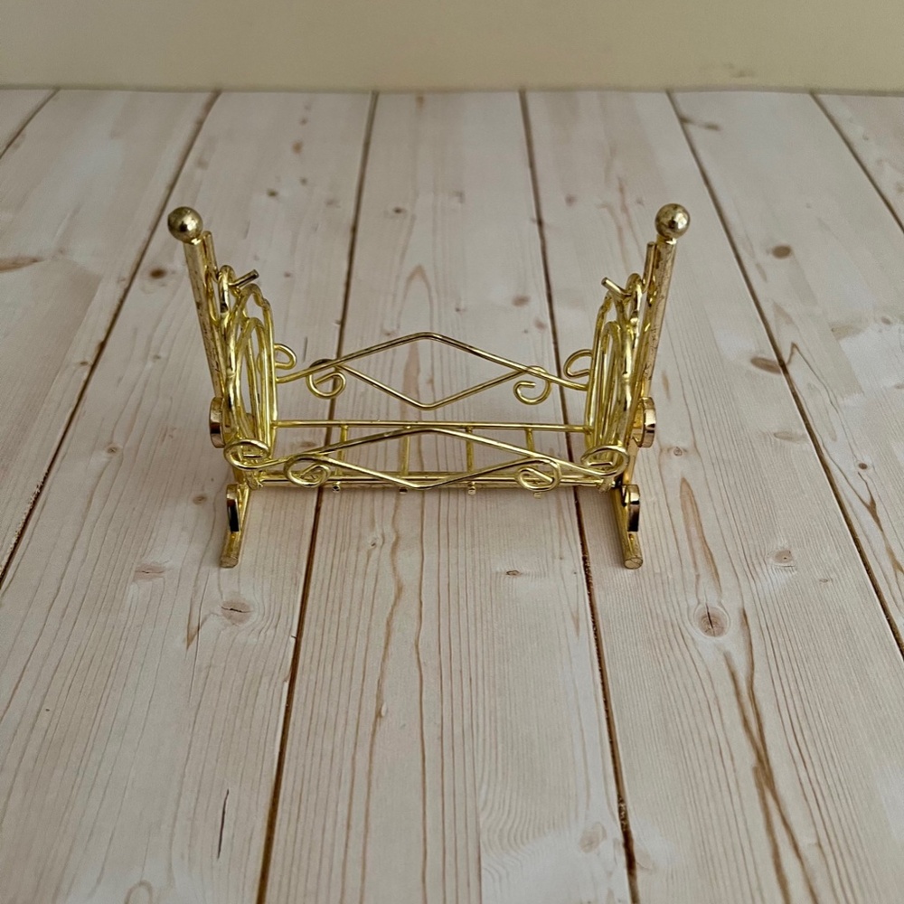 Vintage Justen Brass Miniature Dollhouse Bassinet 3.5" L x 2.5" W x 2.75" H